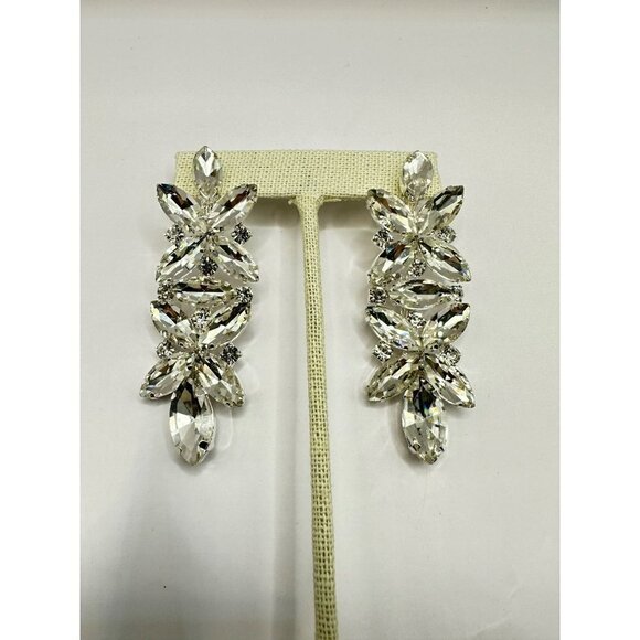 Rhinestone Bridal Crystal Dangled Drop Earrings - Picture 2 of 8
